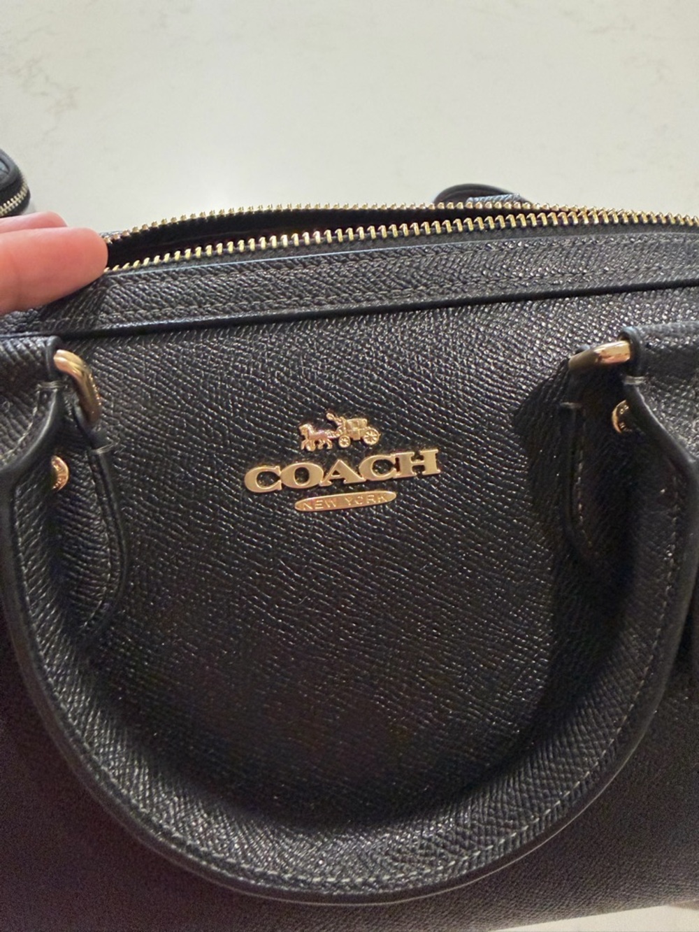 Coach Black Pebbled Leather Satchel with Gold Hardware - Picture 8 of 13